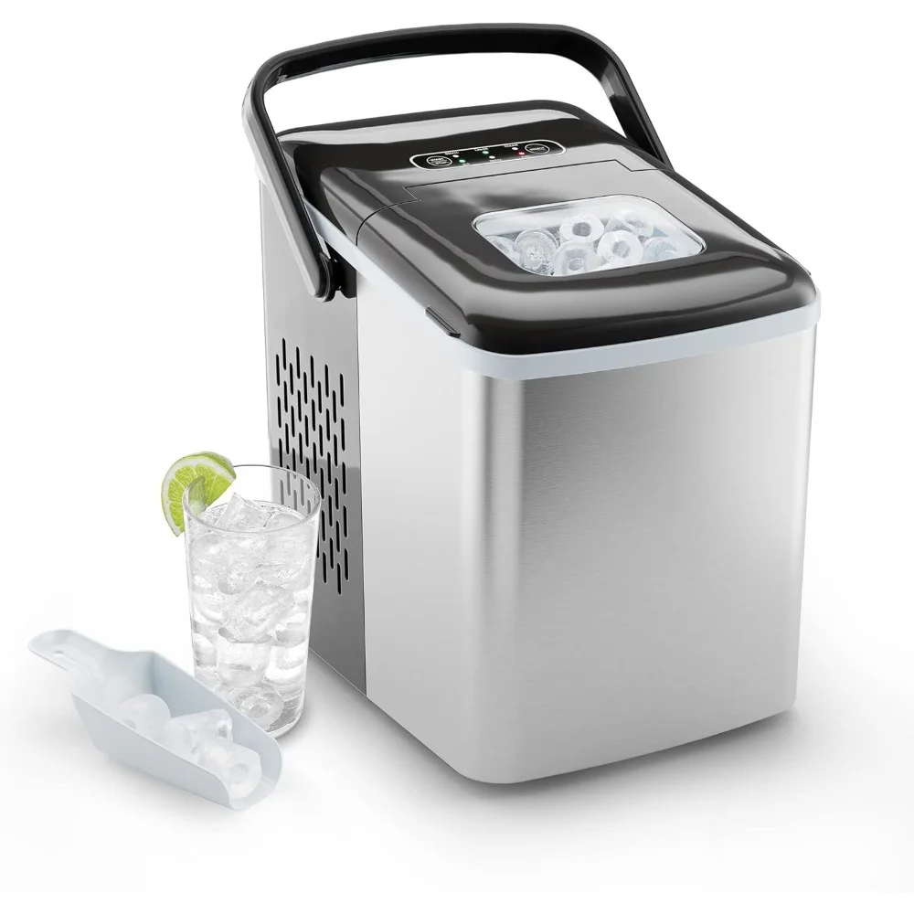 HAOYUNMA Dual-Size Countertop Ice Maker Machine, Portable, Creates 2 Cube Sizes in 6 Mins, Holds 1.3 lb. of Ice, Makes up