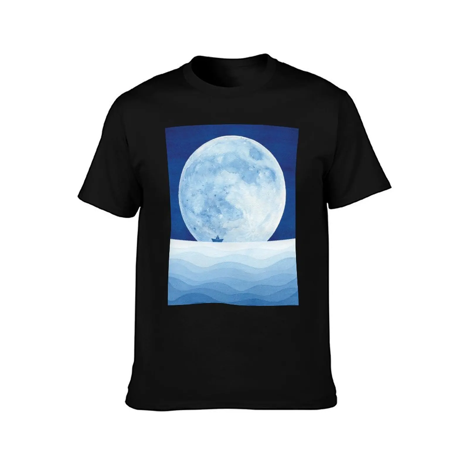 Full moon & paper boat T-Shirt Minimal Art Print T-Shirt