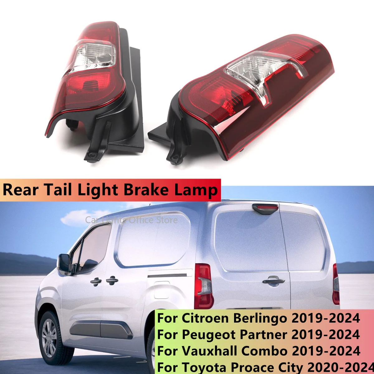 

Красный автомобильный задний фонарь для Peugeot Partner Citroen Berlingo для Vauxhall Combo 2019-2024, задние фонари 9819235880 9808243182