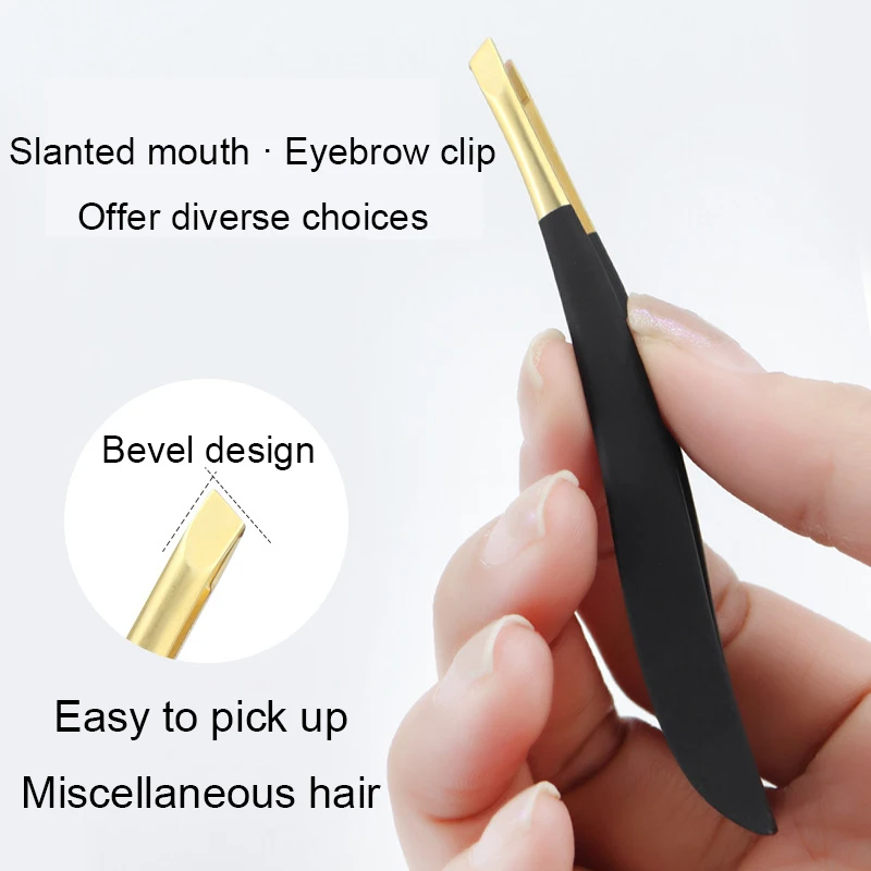 Clipes para sobrancelhas, pinças de aço inoxidável, cílios postiços, modelagem de sobrancelhas com bordas inclinadas, aparar barba, ferramentas de beleza e maquiagem