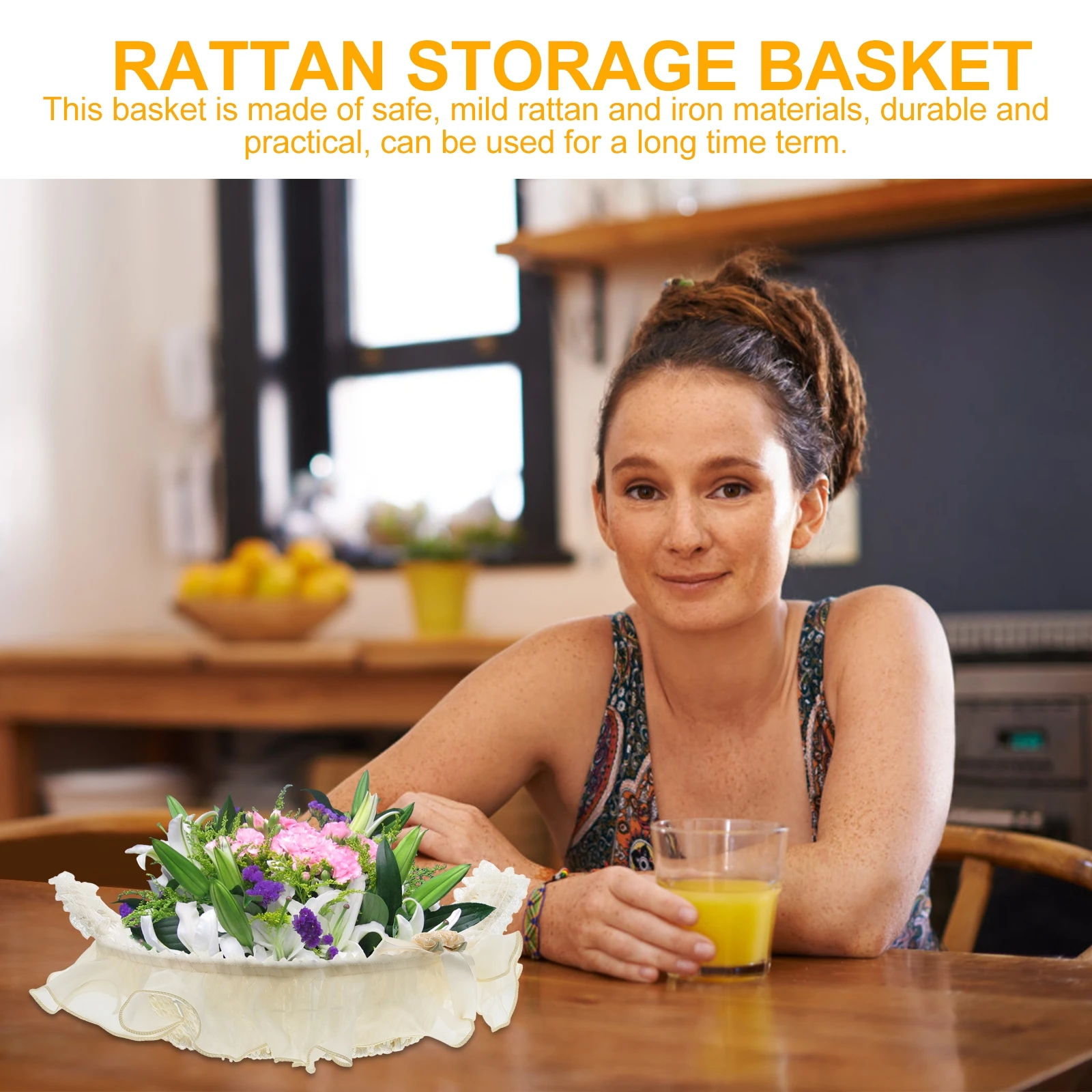 

Baskets Flower Hamper Western Wedding Girl Flowerpot Paper Rattan Plus Iron Bride