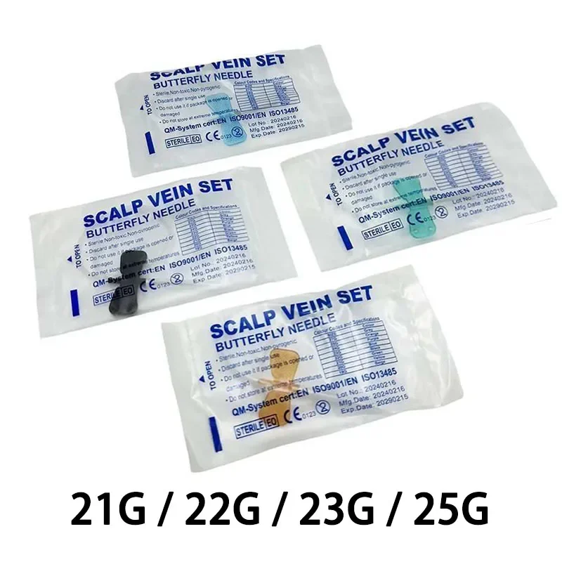Disposable sterile scalp vein set pet scalp vein butterfly needle 100 pieces (model: 21G/22G/23G/25G)