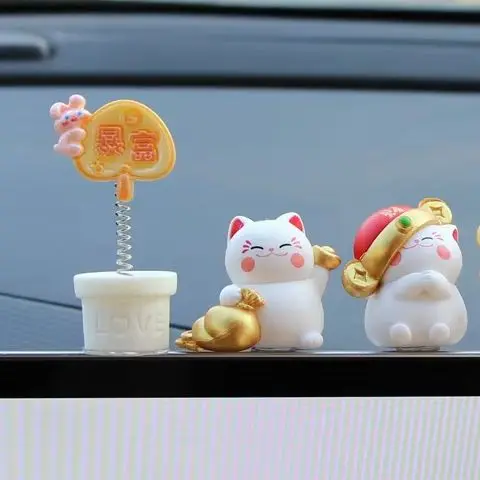 1 Set Cartoon Pvc Chinese Lucky Wealth Waving Cat Model Gold Waving Hand Cat Desktop Decoration Animal Figurine Cat Ornaments
