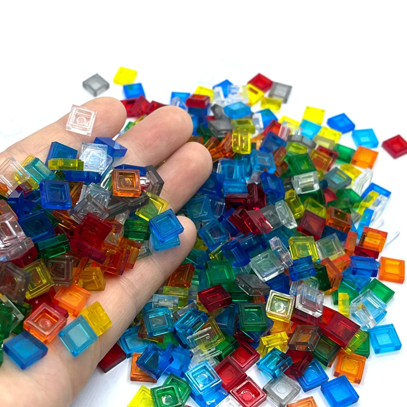 Transparent Tile1x1 Building Block MOC Parts Colorful Brick Toys For Pixel Art Children Creative Compatible 3070 300pcs/Lot