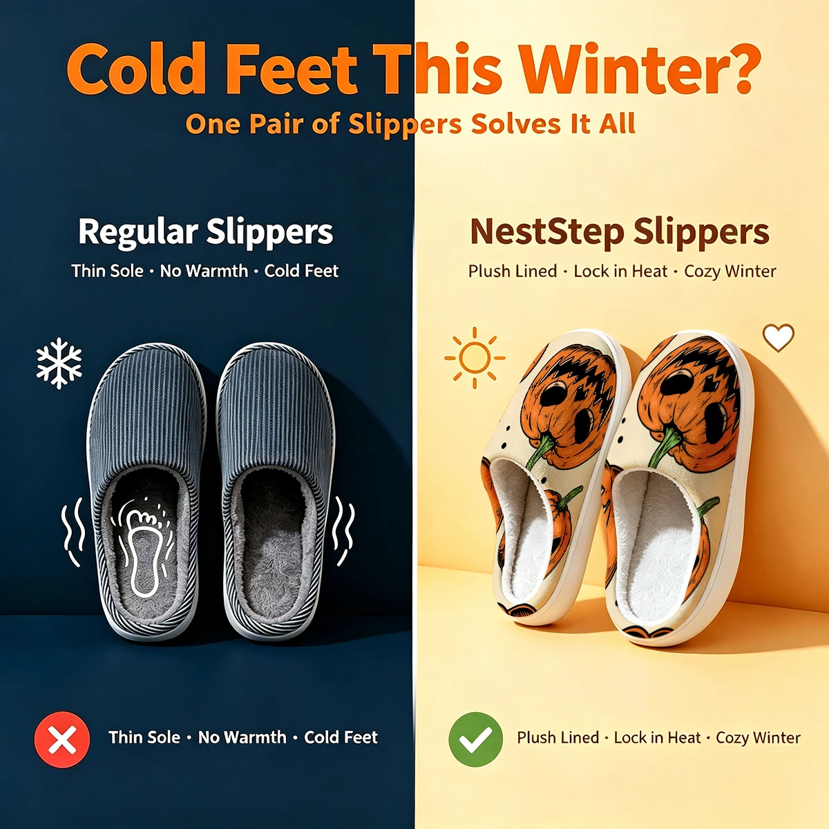 Halloween Pumpkin Print Christmas White Slippers Warm Plush Indoor Shoes Non-Slip Winter Slippers Family Holiday Gifts Soft view 5