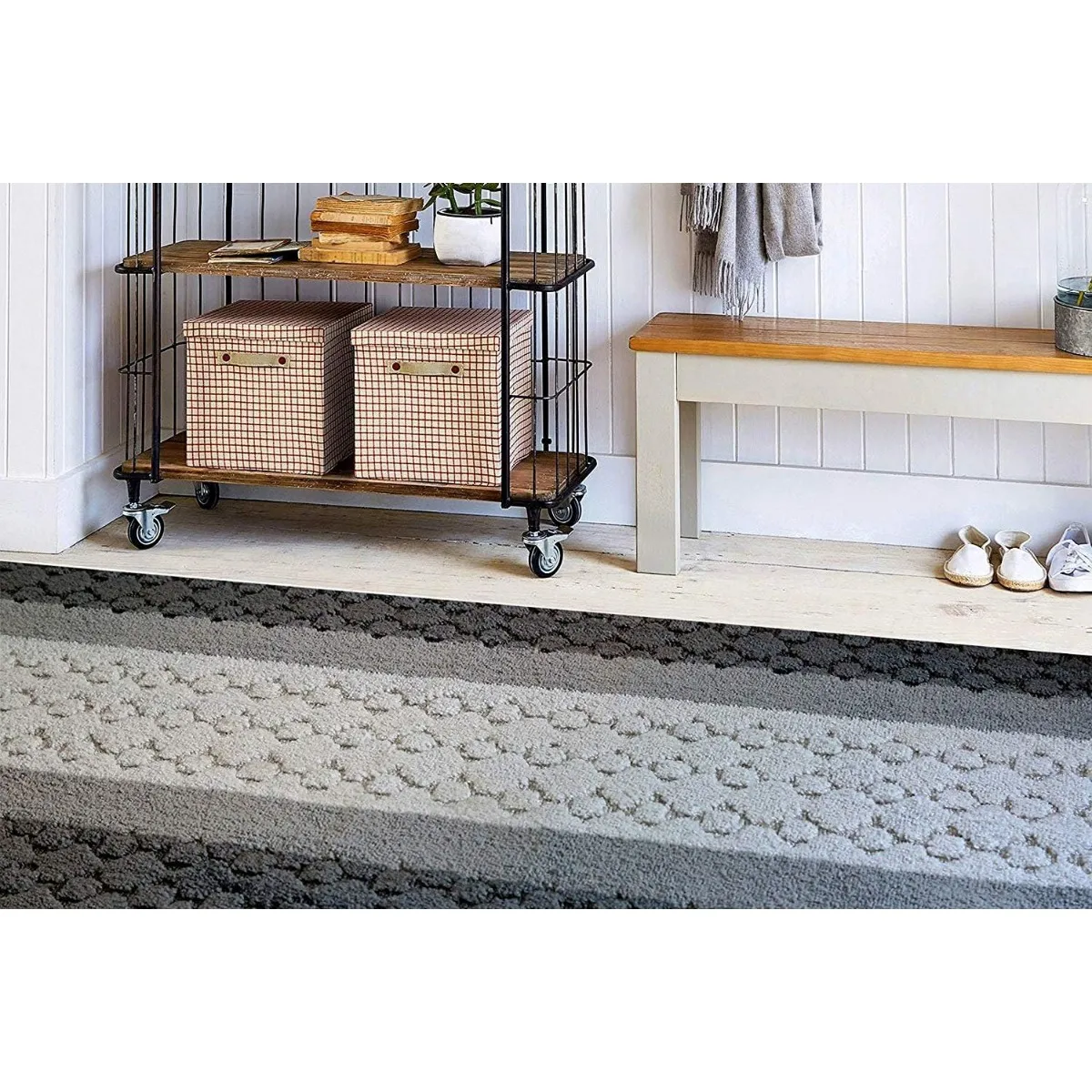 Custom Size Hallway Runner Rug Grey Color 31 inch Wide Select Your Length Non-Slip (Skid Resistance) Rubber Backing