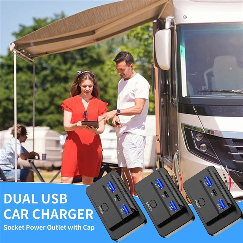 

-BOFF 66 Вт 12 В панель зарядного устройства настенное крепление QC3.0 + PD3.0 + QC3.0 USB розетка зарядного устройства розетка для автомобиля морской автобуса RV грузовик