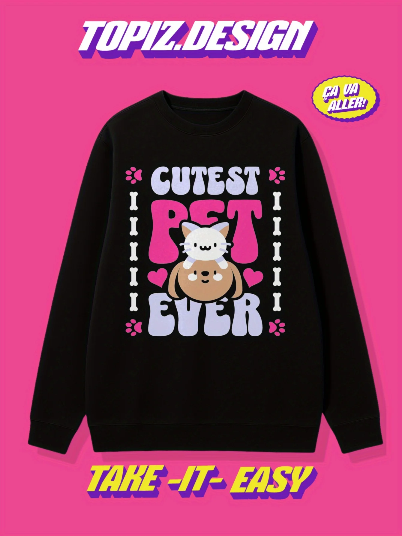 

Fun Cat Graphic Printing Autumn and Winter Pure Cotton Men's and Women's Sweatshirts Outdoor Sports Leisure Fashion Trend