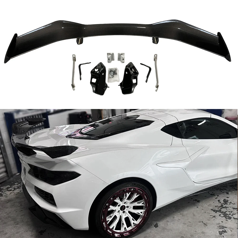 

Для 20-Up Corvette C8 Z06 Z07 посылка Z06 спойлер заднего крыла сухой углеродного волокна с заводскими кронштейнами