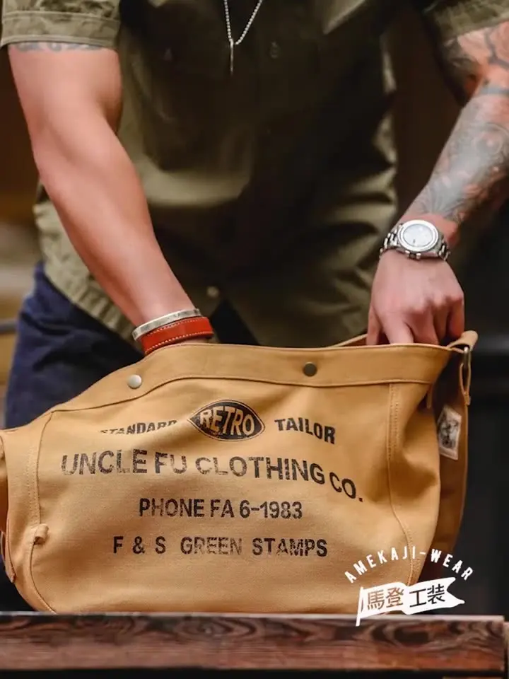 Madden workwear American retro large capacity messenger letter canvas motorcycle computer tote messenger bag men