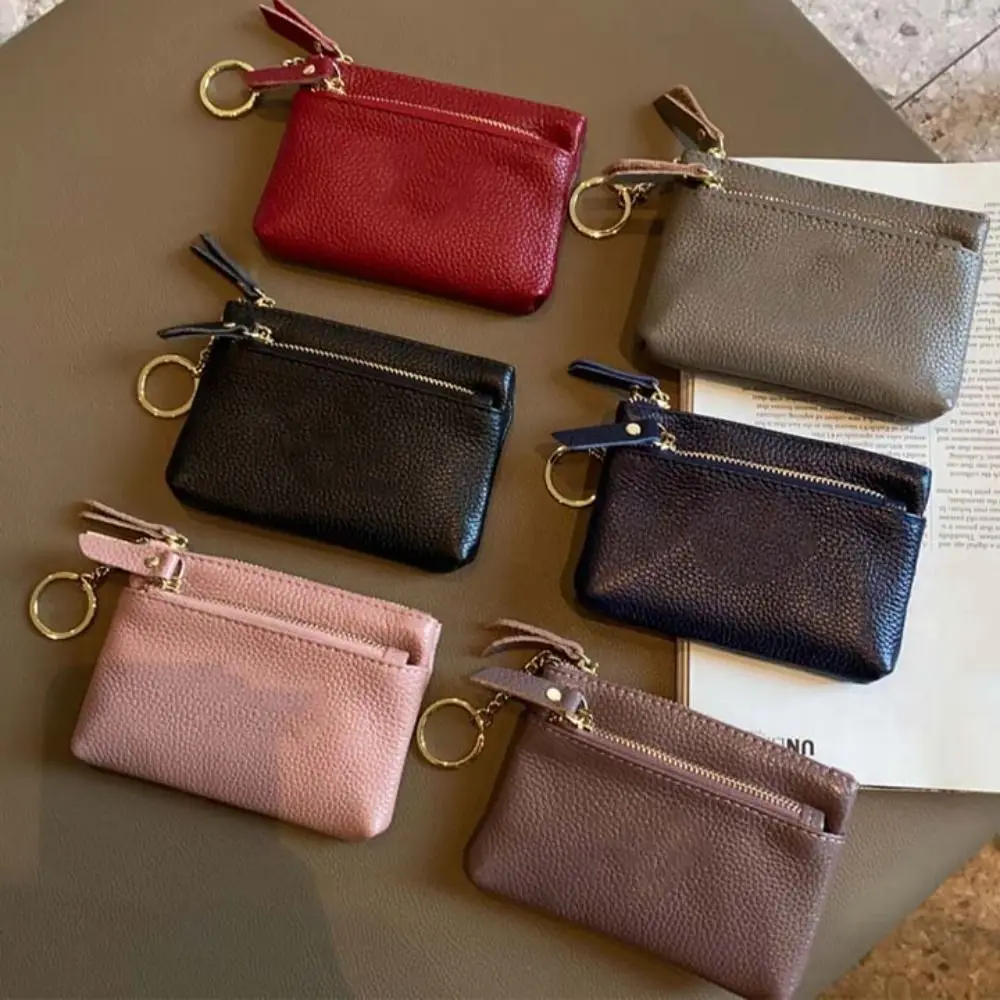 Multi Card Slots Women Short Wallet Hand Clutch Zipper Small Cowhide Wallets Portable Solid Color Pu Coin Purse Outdoor