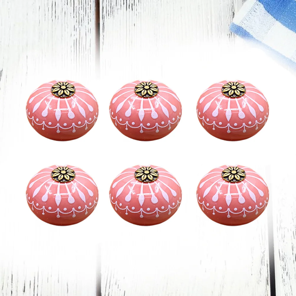 

6Pcs Ceramic Cabinet Handles Round Door Knob for Wardrobe Drawer Chest Pull Handle Fashion Cupboard Knobs Decorative Home
