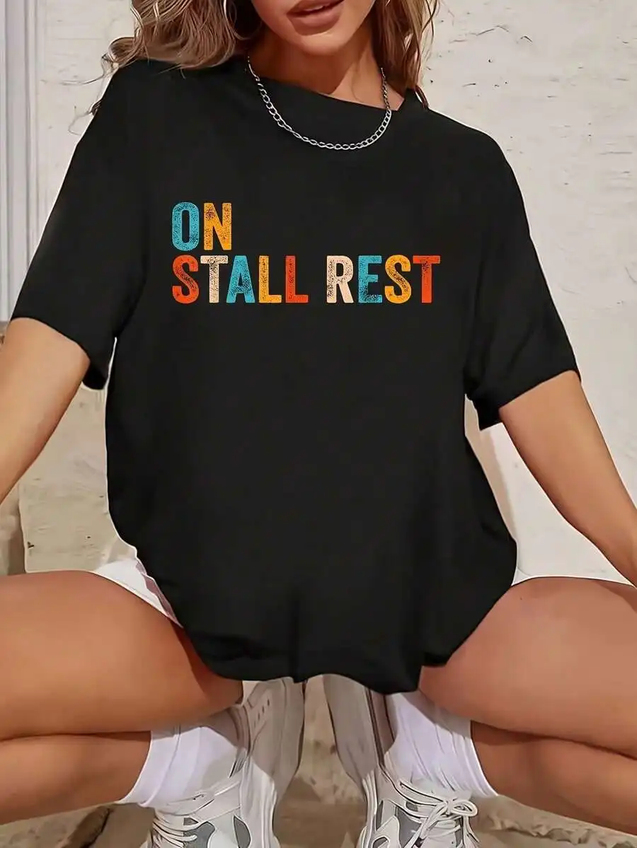 1 Pack Women's Funny Graphic T-Shirt, Crew Neck Short Sleeve Novelty Casual Top, Summer Vacation Outfit