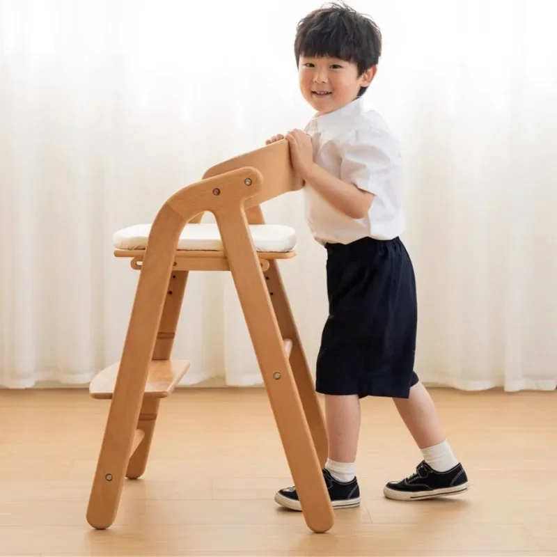 Wooden Child Furniture Home Adjustable Auxiliary Chair School Room Study Kids Stool Safety Seats Silla Infantil Design Girl JGY