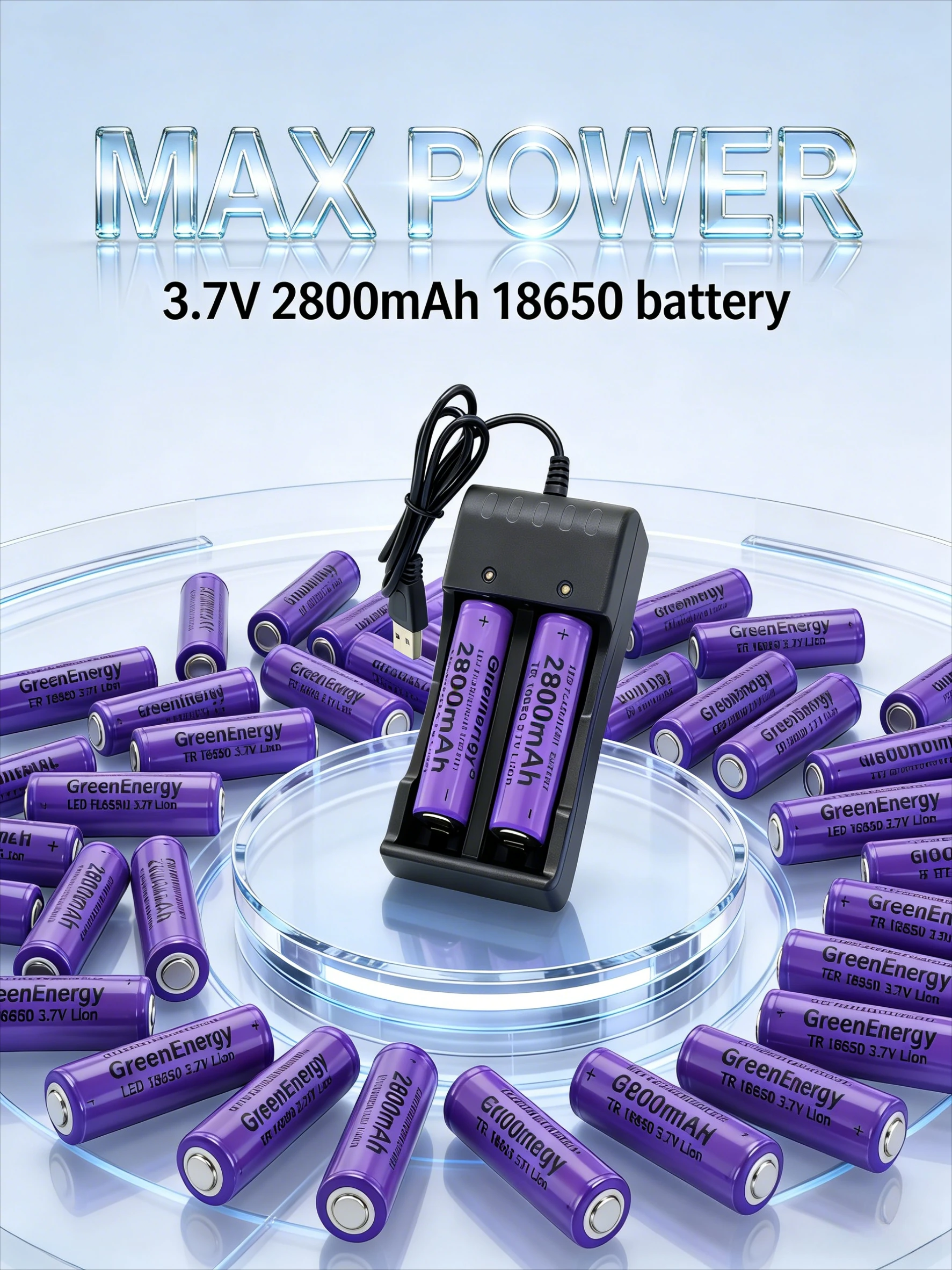 

ALKALINE BATTERY GTL18650 3.7V High Capacity 2800mAh Rechargeable Lithium Battery For High Drain Devices Flashlight AA BATTERY