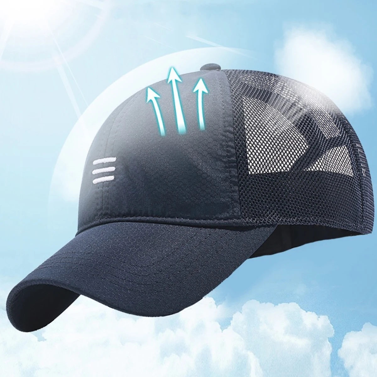 Unisex Drei horizontal bestickte, schnell trocknende Baseballkappen Frühling Sommer Outdoor verstellbare Freizeithüte Sonnenschutzhutkappe – Detail 4