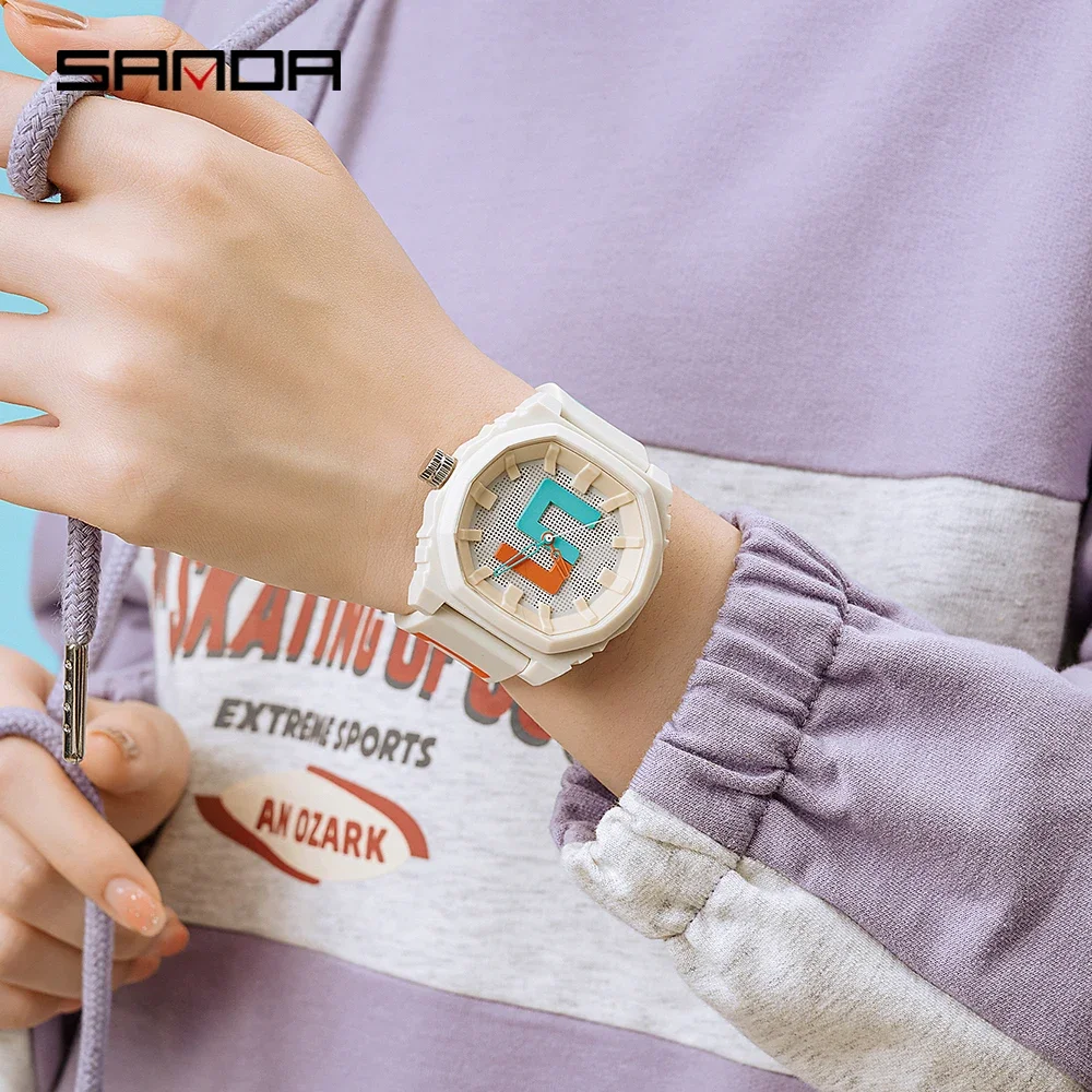 SANDA 3206 Original Design Womens Mens Watches Brand Luxury Sports Silicone Waterproof 50M Quartz Watch Men Relogio Masculino