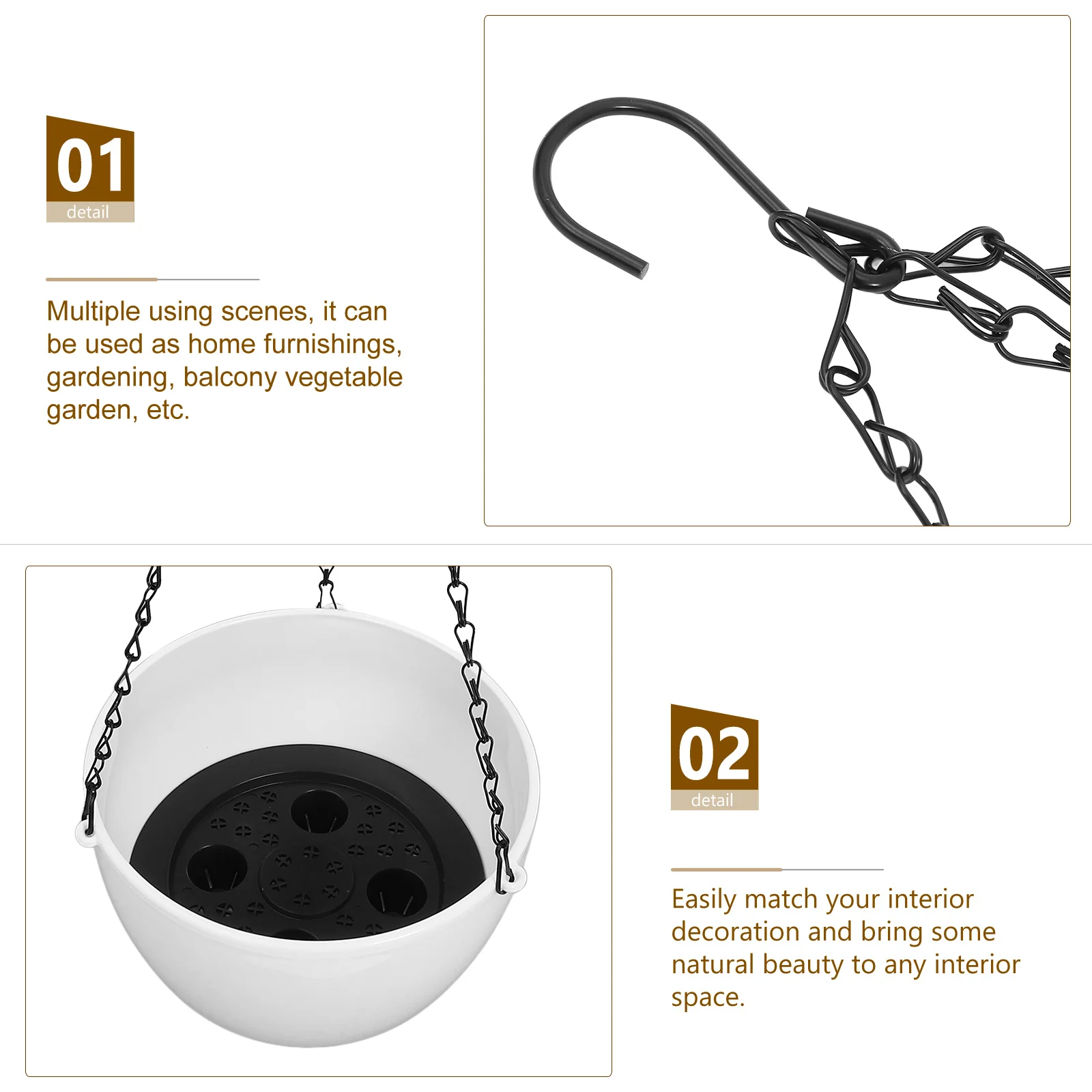 

Self-Watering Hanging Plant Pot Indoor Outdoor Safe Materials Practical Durable Violets Succulents Display Plant Pot