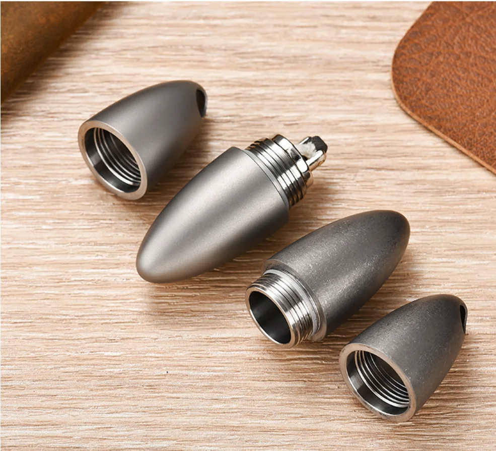 Mini Titanium Fuel Oil Lighter - Waterproof & Moisture-Proof EDC Tool with Sealed Compartment for Medicine Storage