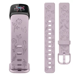 Flower Engraved TPU Strap For Fitbit Luxe Watchband Soft Wristband For Fitbit Luxe Band Bracelet Correa Smartwatch Accessories