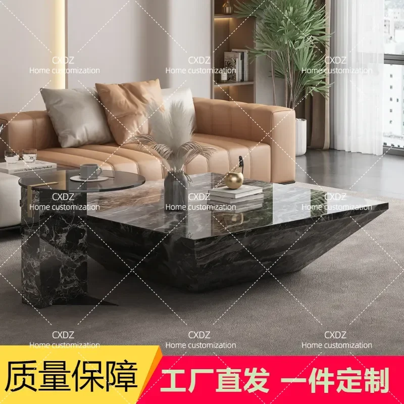 Minimalist Marble Coffee Table Square Living Room Furniture Light Luxury High End Atmosphere Small Apartment Modern Home