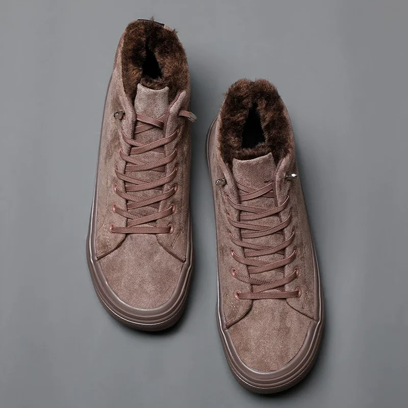 Maggie's Walker Men Flock Casual Shoes Fashion Platform Winter Lacing Canvas Shoes Size 39~44