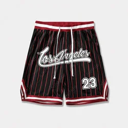 2024 Striped And Letter Printed Drawstring Waist Mesh Basketball Shorts Absorb Sweat Outdoors Exercise Fashion Adult&Kid Shorts