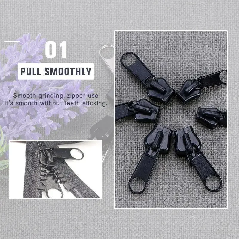 6 pieces/set of black or brown Instant Zipper universal Instant Fix Zipper repair kit replacement Zip Slider new sewing zipper