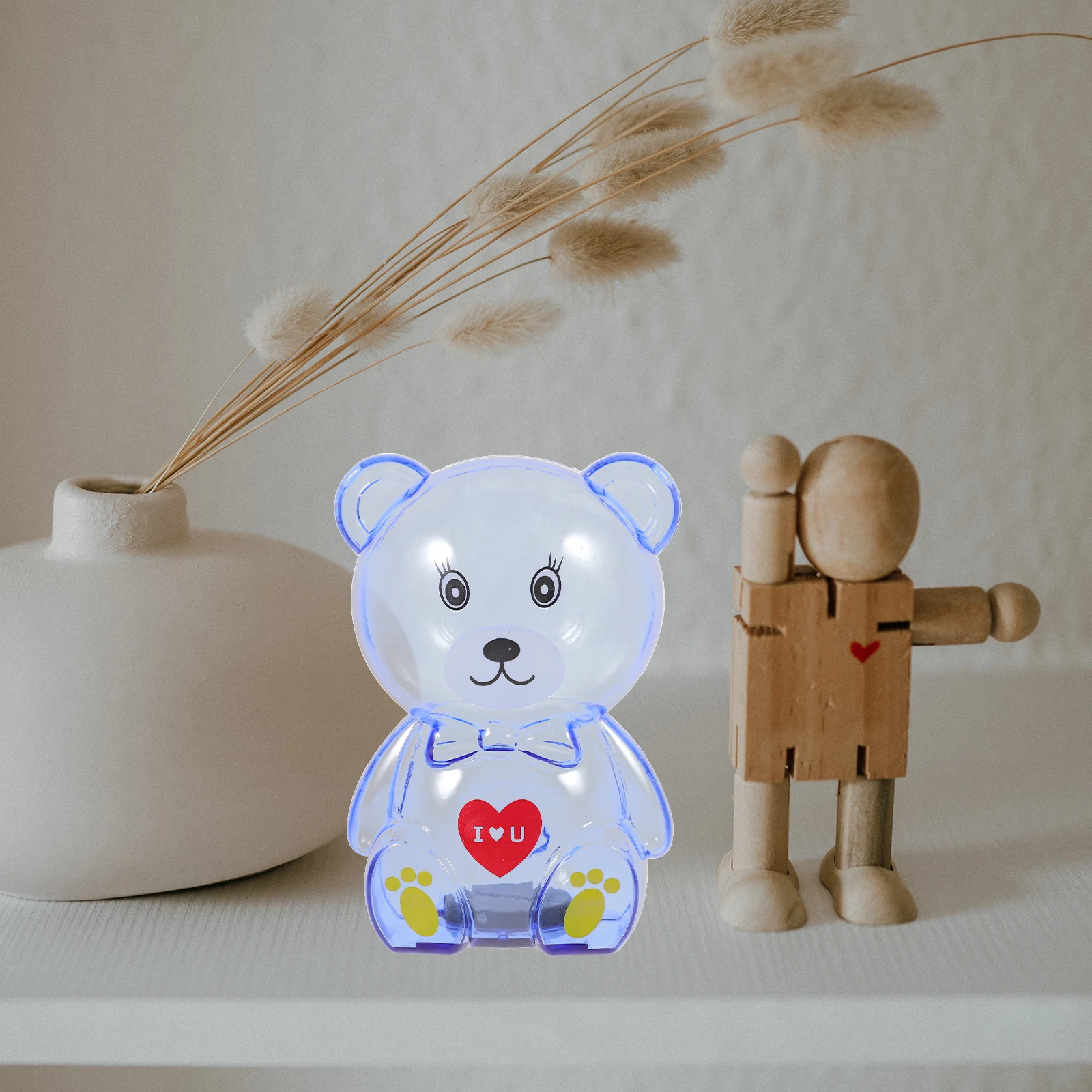 2 Stuks Clear Bear Spaarpot Transparante Geldpot voor Kinderen Compact Muntcontainer Tafelblad Spaarbank Thuiskantoor Decor