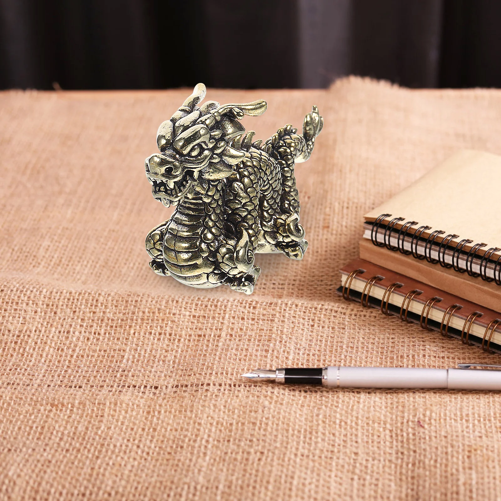 

Solid Brass Dragon Statue Chinese Zodiac Fengshui Dragon Ornament Tabletop Decor for Home Office Car Attract Wealth Luck