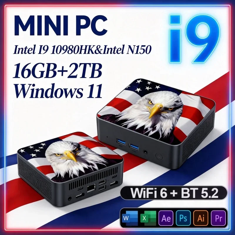 ミニpc-windows-11-インテル-n150-i9‑10980hk-16gbメモリ-1tb-2tb-ssd-bt52-ポータブルデスクトップゲーミングマシン-マルチスクリーン対応
