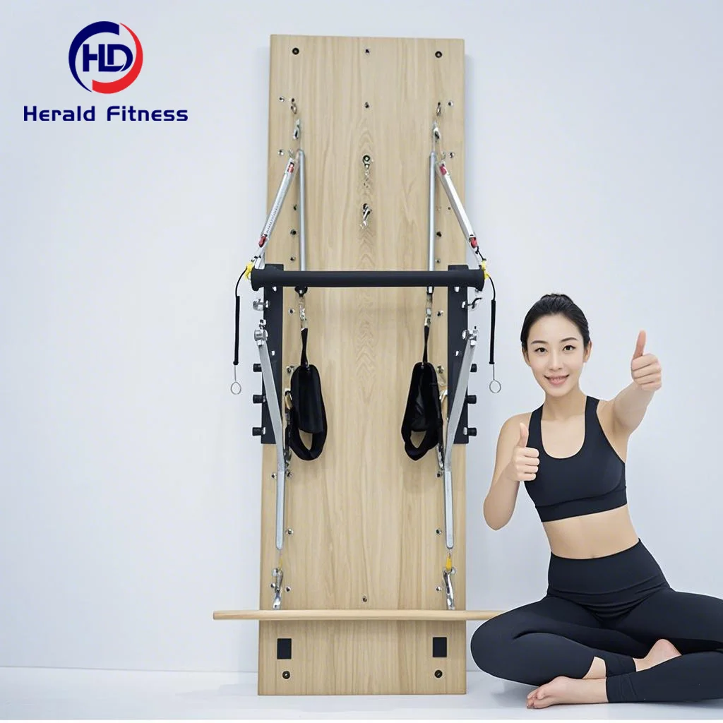 Stretching Body Balance Training Yoga Exercise Equipment Pilates Maple Wood Wall Mounted Yoga Spring Board Tower for Fitness