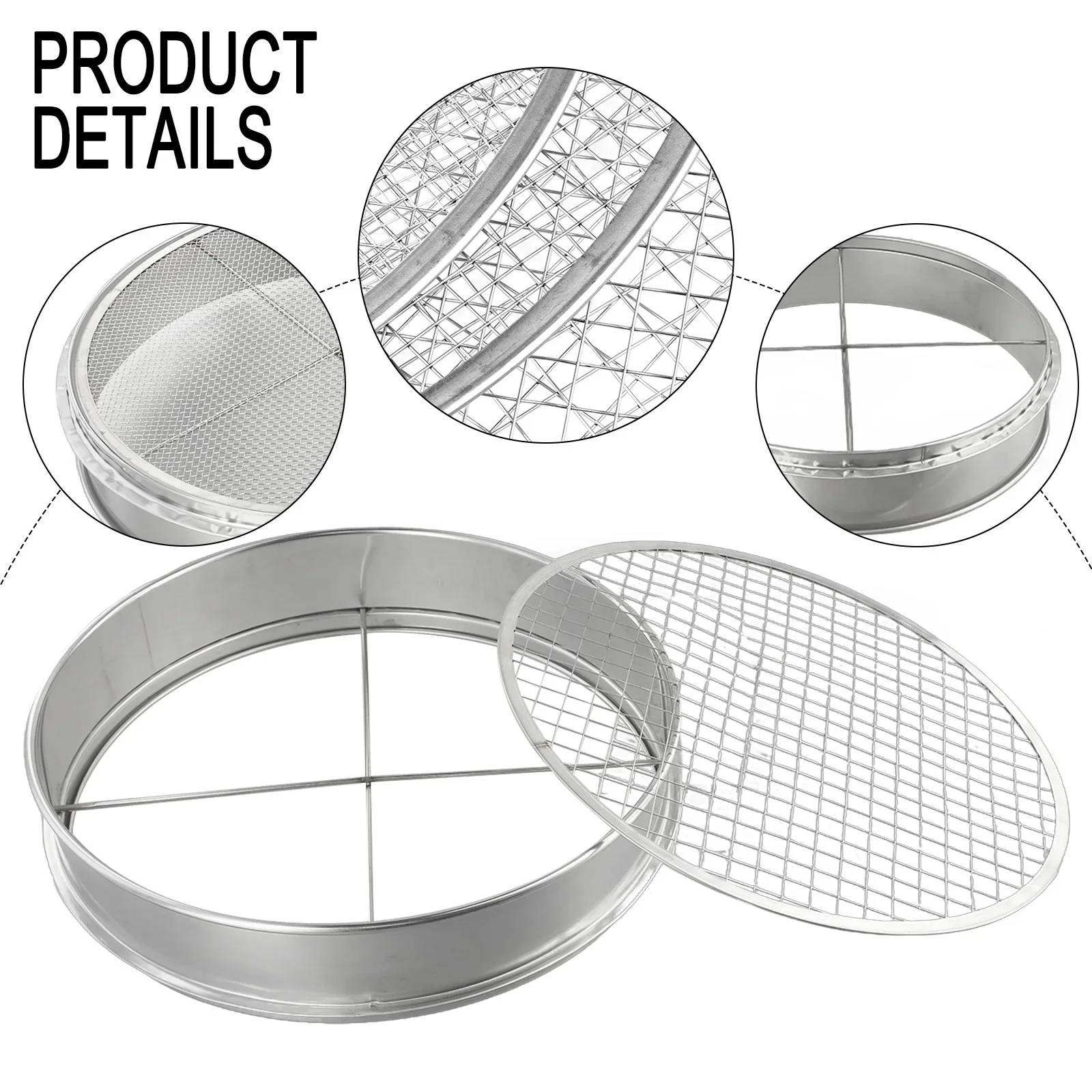 

Soil Sieve Premium grade Stainless Steel Garden Potting Bonsai Compost Soil Separator with 5 Exchangeable Sieve Panels