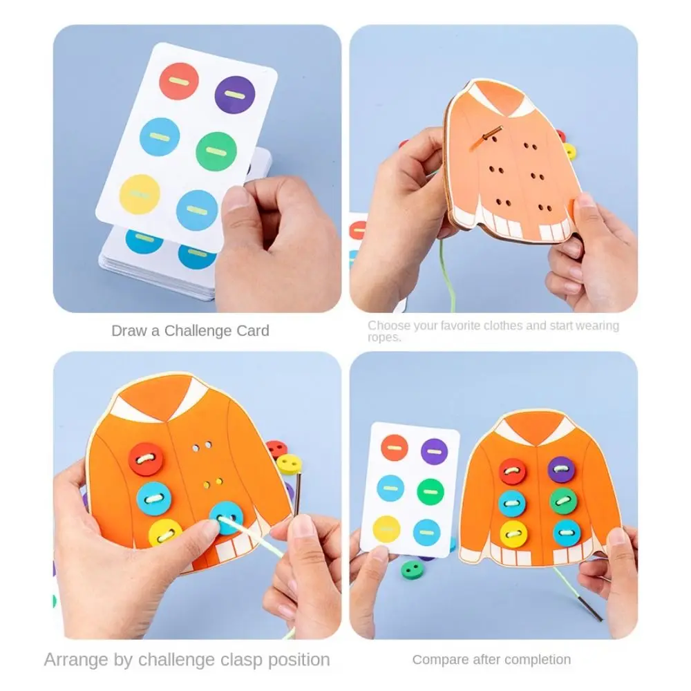 لوح حبل خيوط للأطفال ، ملابس طفل صغير خشبي ، ألعاب تعلم الملابس ، ألعاب تعليمية إبداعية مبكرة ، مونتيسوري