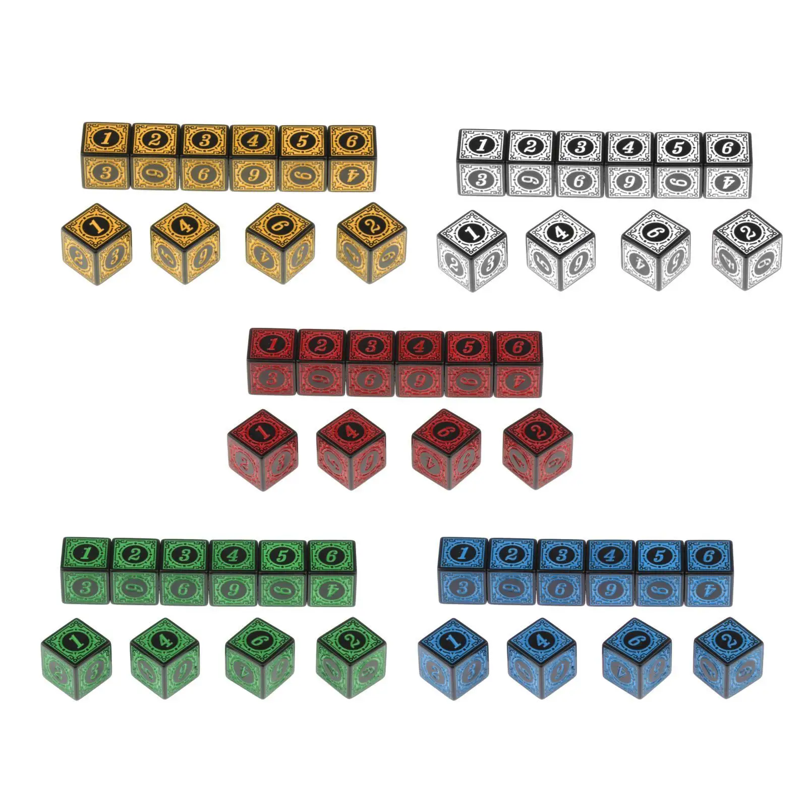 10 шт./компл., 6-сторонние многогранные игральные кости, игрушки, многосторонние акриловые кубики для настольной доски