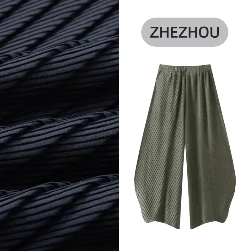 

Miyake Pleated Simple Plisse Dresses 2025 Fall New Loose Fold Senior Sense Splicing High Elastic Solid A-line Round Neck Skirt