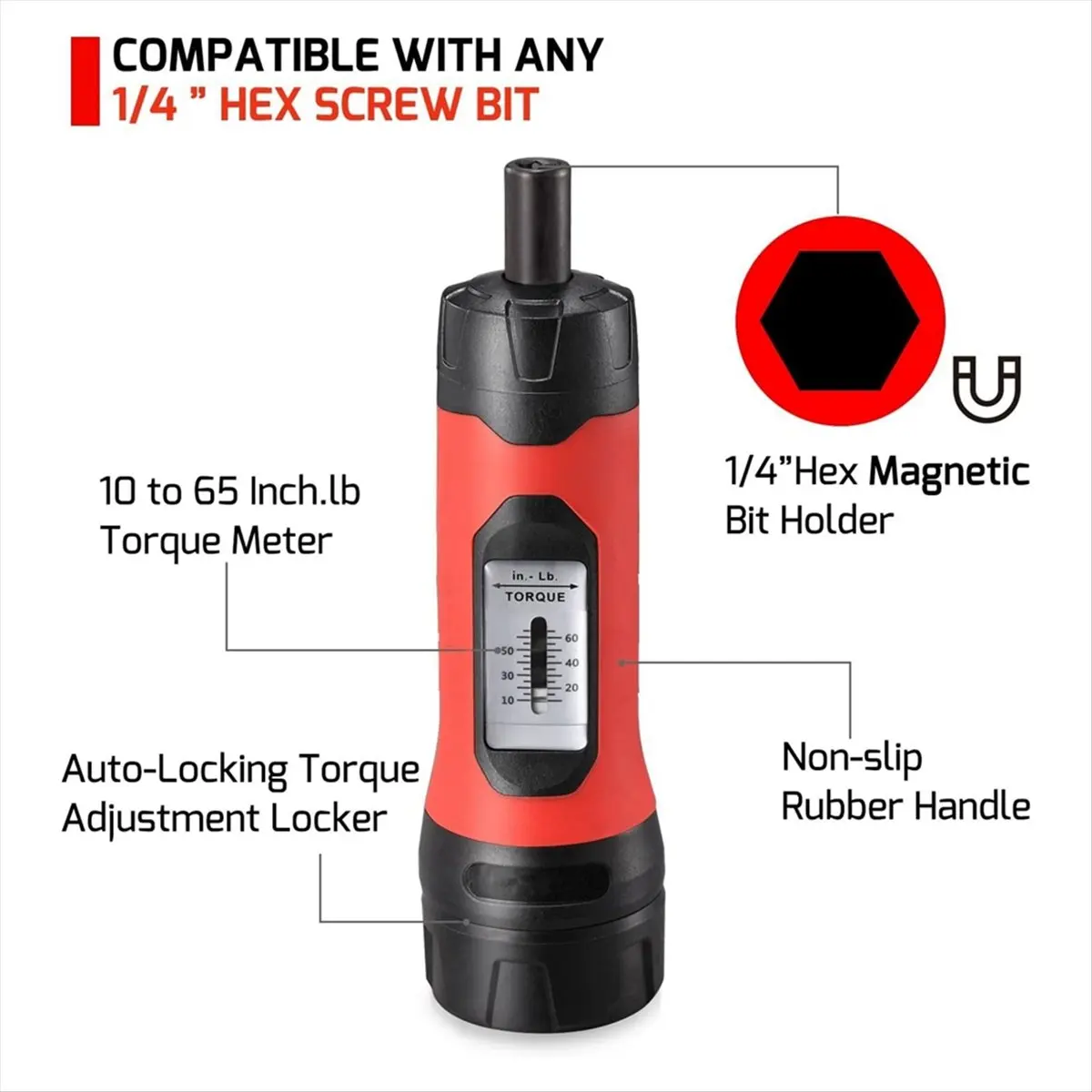 FTGT-Adjustable Manual Torque Screwdriver Set Torque Screwdriver with 20 Screwdriver Bits.