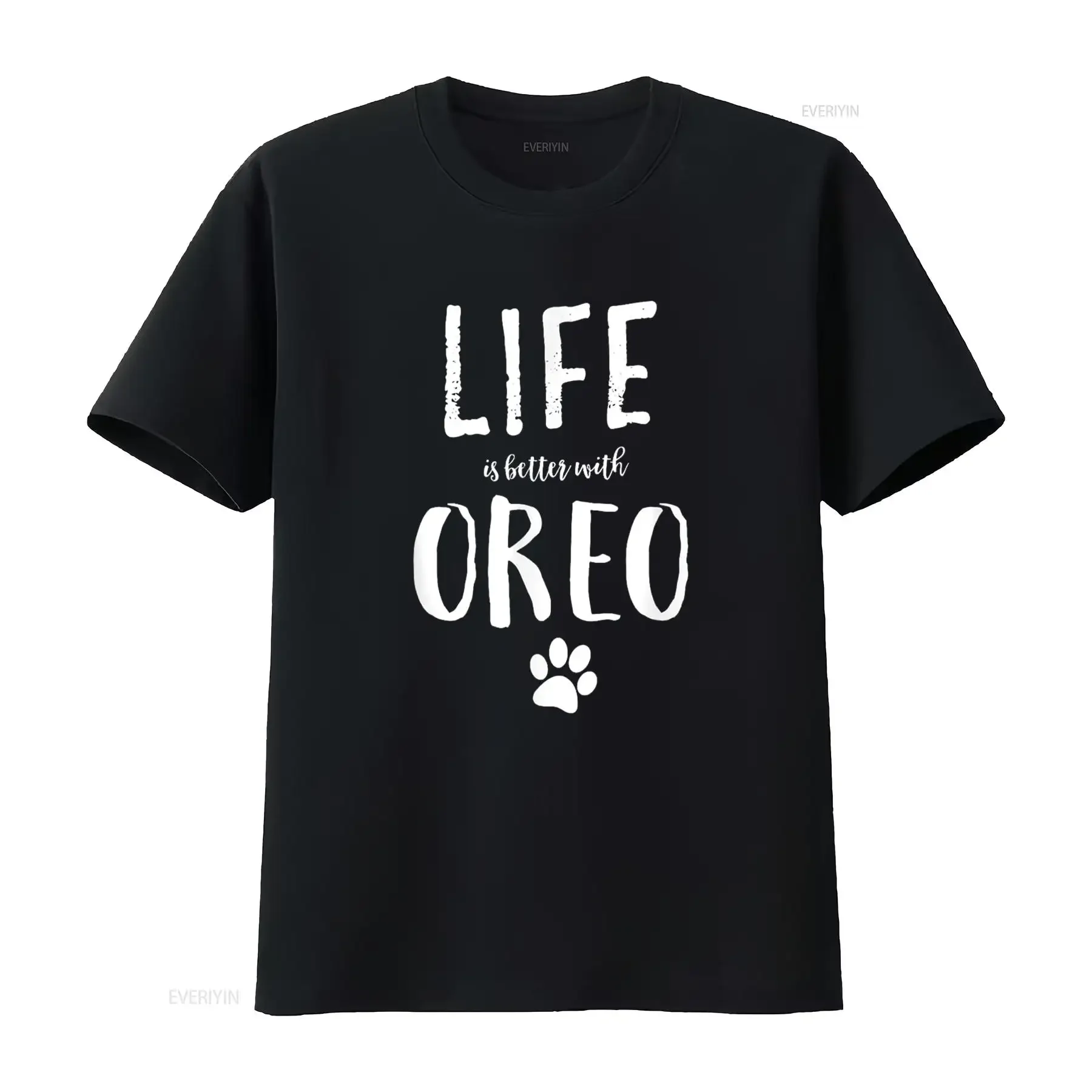 La vida es mejor con el nombre del perro Oreo camiseta GifT vintage lavado ligeramente transpirable suave Unisex streetwear homme moda