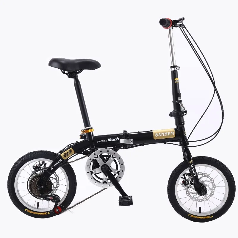 14 Inch 7 Speed Foldable Bicycle Folding Bike Portable Lightweight Disc Brake Urban Commuter Travel Student Adult Bike