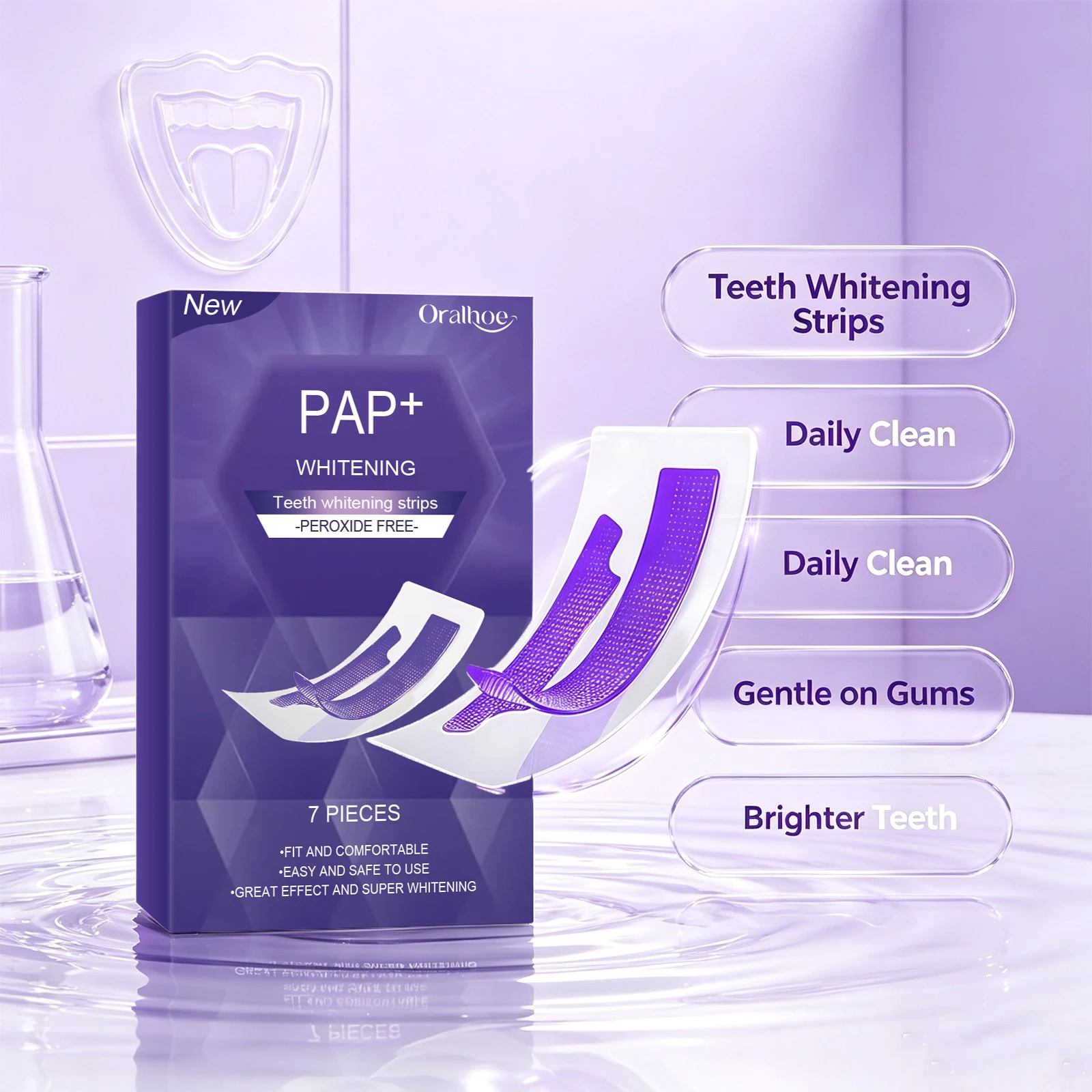 Teeth Whitening Strips Eliminate Yellow Coffee Tea Wine Tooth Bleaching Strips,Fresh Breath Peroxide Free Teeth Brightening Tool view 4