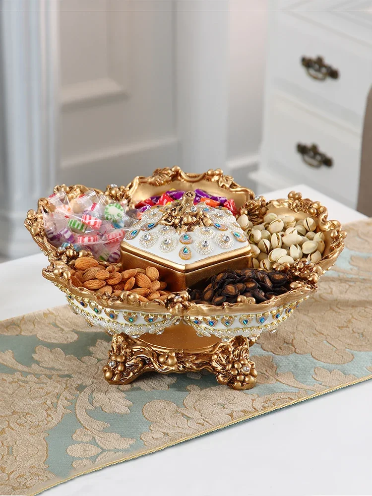 European-style Fruit Plate Snack Candy Dried Fruit Strorage Tray Divider Plate Living Room Home Resin Decorative Ornaments