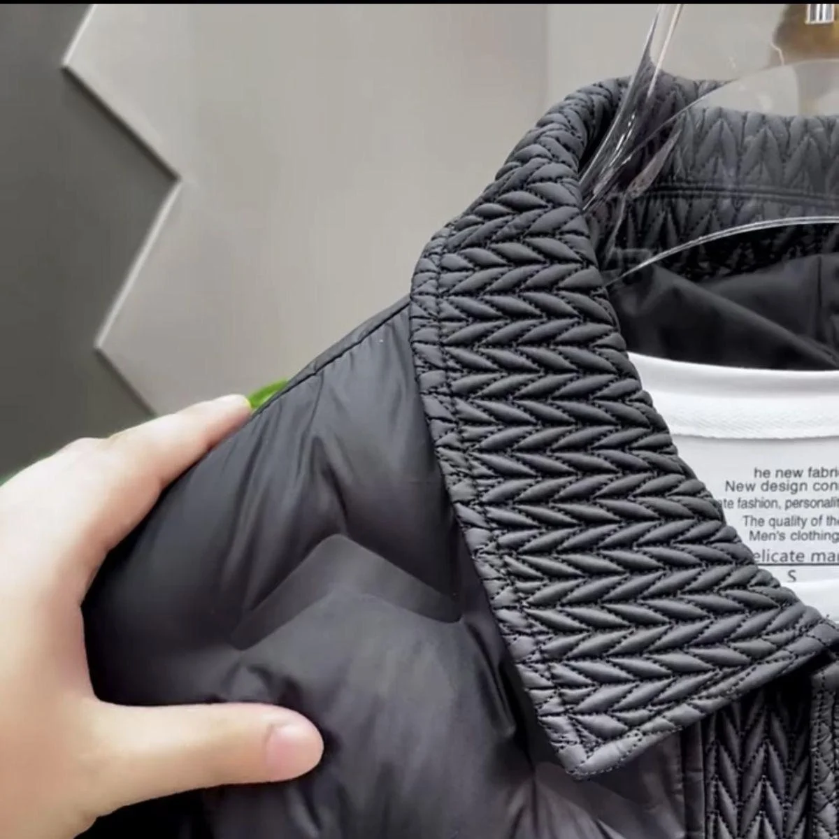 

Men's Collared Wheat Pattern Spliced Thiened Cotton Jaet Faionable Warm Trendy Versatile Lightweight Luxury Cotton Coat