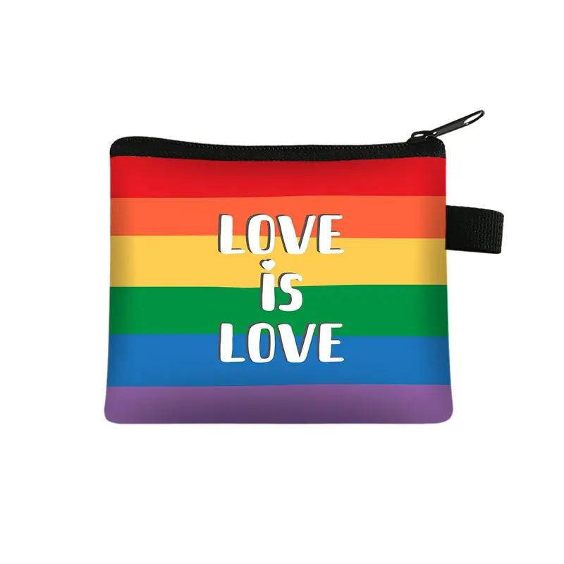 Pride Lgbt Gay Love Lesbian Rainbow Lips Coin Bag Bisexual Kawaii Purse Love Is Love Money Bags Pansexual Wallet Small Handbag