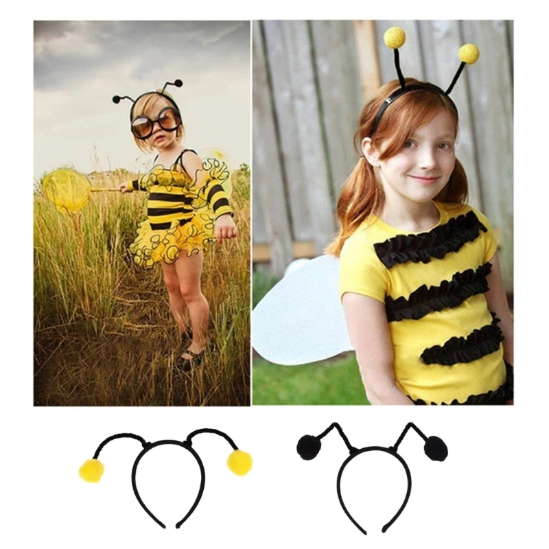 Bee Antenna Shape Headband Woman Students Cosplay Cartoon Hairband Bee Antenna Headbands Plush Childrens Day Hair Hoop