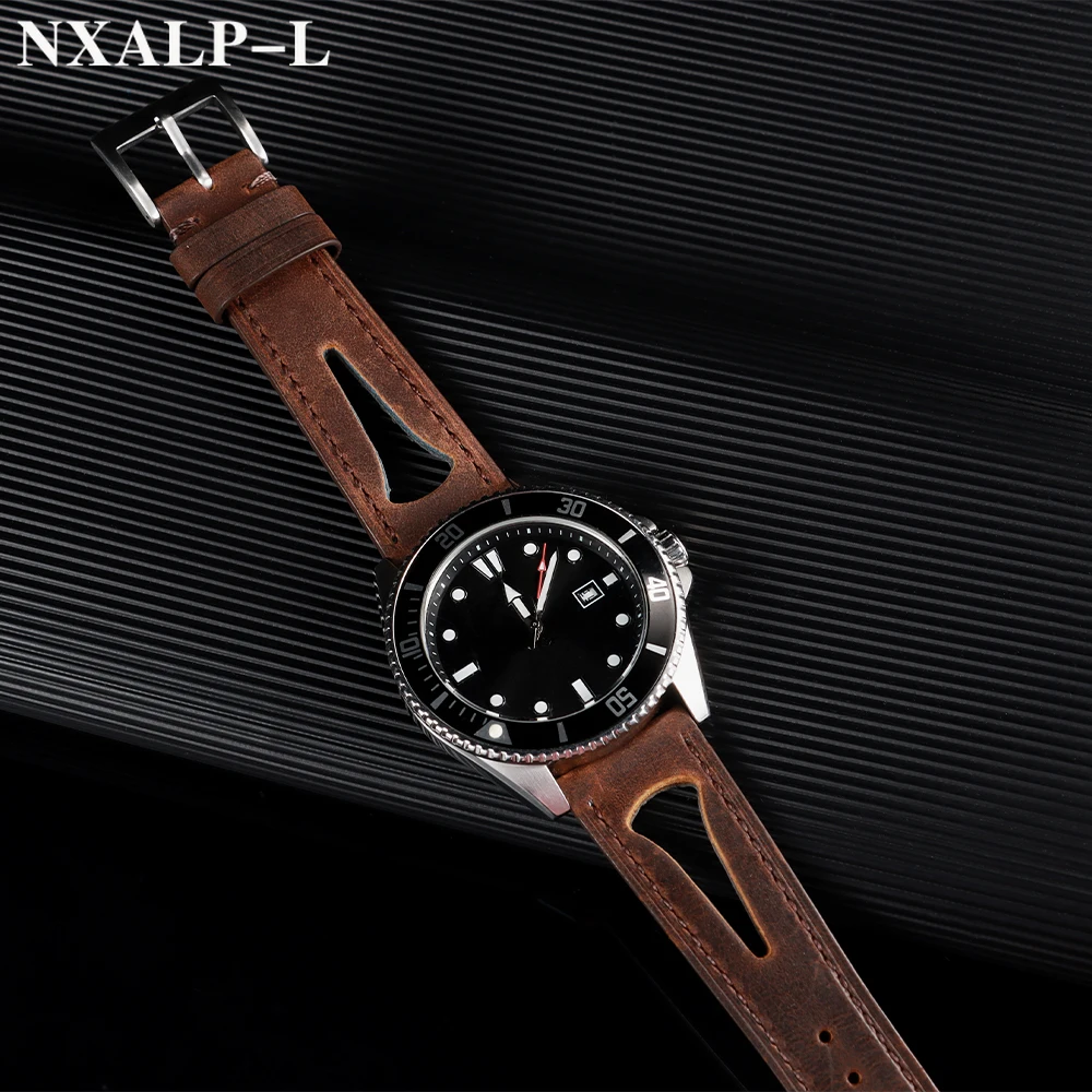 جلد البقر حزام (استيك) ساعة 20 مللي متر 21 مللي متر 22 مللي متر 24 مللي متر خمر براون تنفس حزام جلد طبيعي لأوميغا ل Seiko Smartwatch معصمه