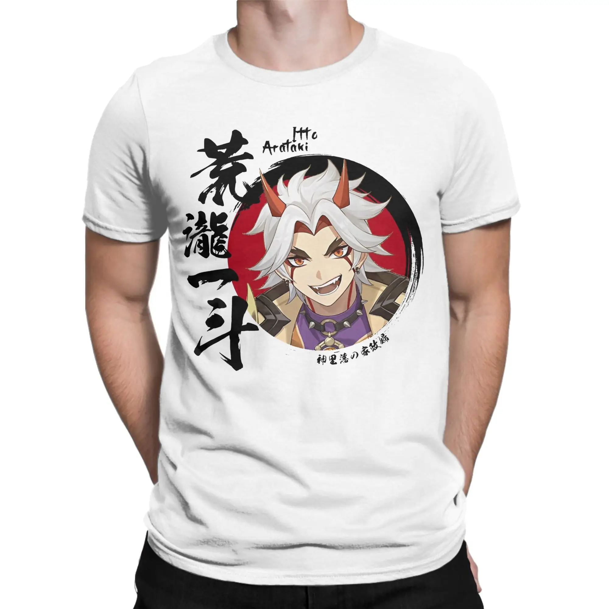 Genshin Impact Arataki Itto Men Women's T Shirt  Vintage Tees Short Sleeve Crewneck T-Shirt Cotton Summer Tops