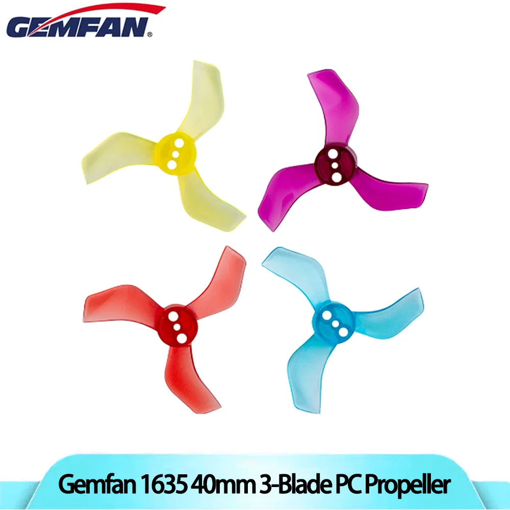 

4Pairs Gemfan 1635 40mm 1.6X3.5X3 3-Blade PC Propeller 1mm 1.5mm Single Hole for RC FPV Freestyle Tinywhoop Drones DIY Parts