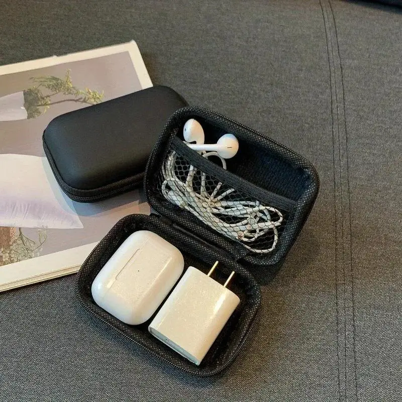 4pcs Stylish Eva Headphone Data Cable Storage Hard Drive Bag Simple Portable Charger Headphone Zipper Box
