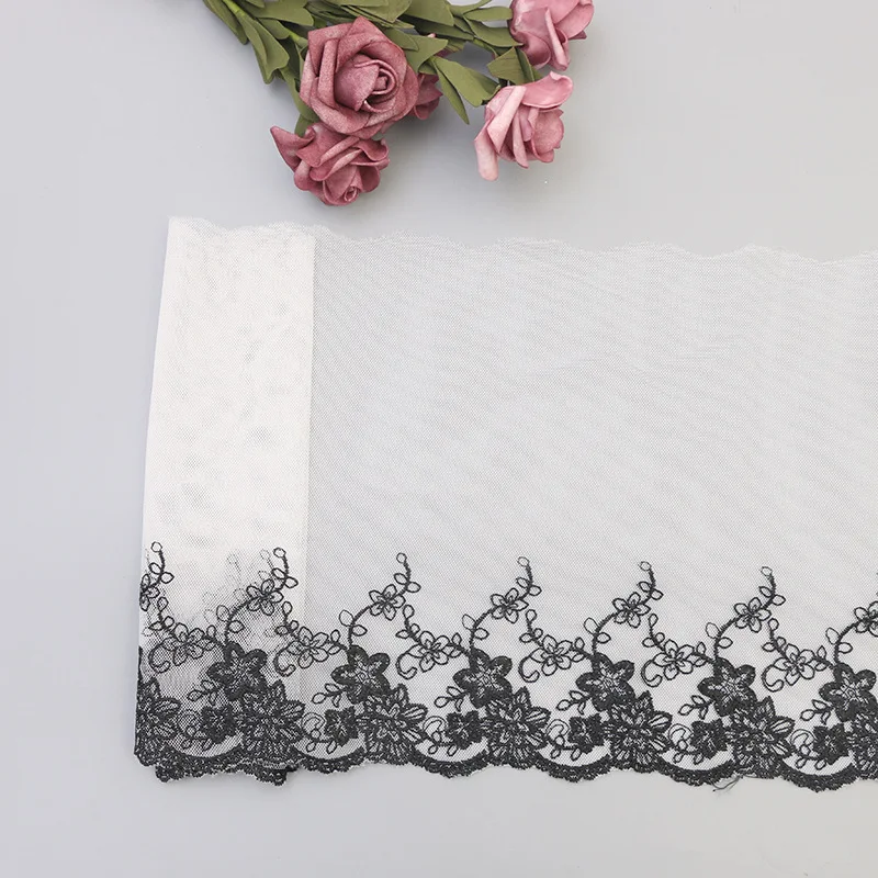 30Yards Black White Embroidered Lace Fabric Mesh Sewing Trimmings Supplies Trim Doll's Bra Underwear Dress Garment Accessories