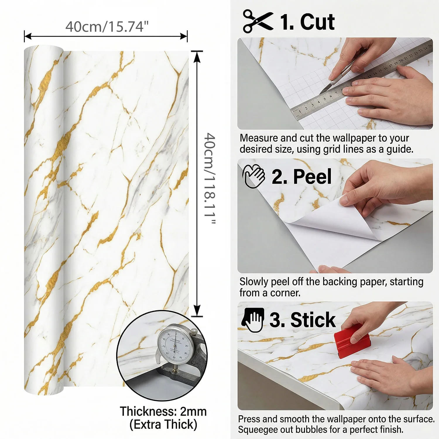 40X300cm Self-adhesive Stickers Self-adhesive Wall Decals for Kitchen Living Room Easy to Clean Waterproof Self-adhesive Backing